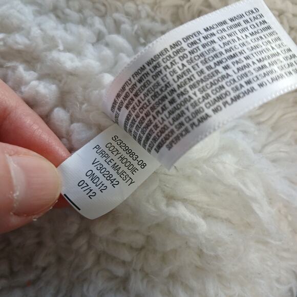 Old Navy Cozy Hoodie in Purple Majesty XXL full zip fleece faux fur sequin logo - Picture 10 of 14